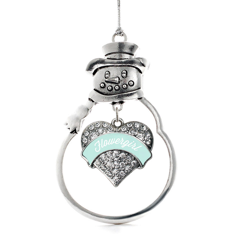Mint Flower Girl Pave Heart Charm Christmas / Holiday Ornament