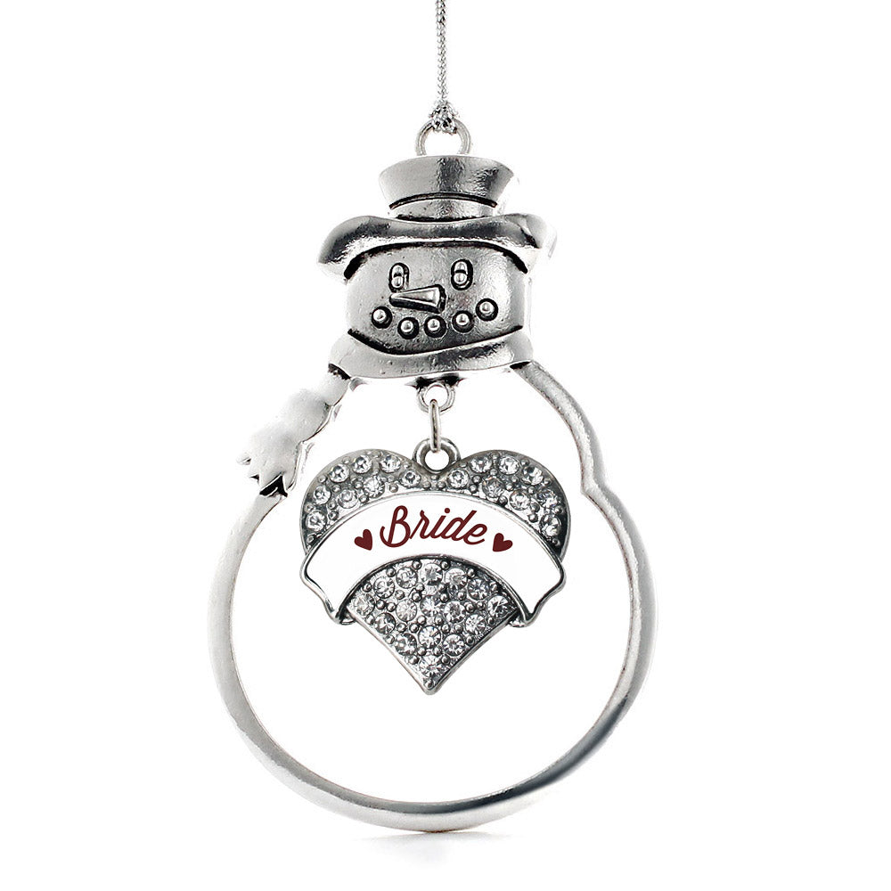 Burgundy Bride Pave Heart Charm Christmas / Holiday Ornament
