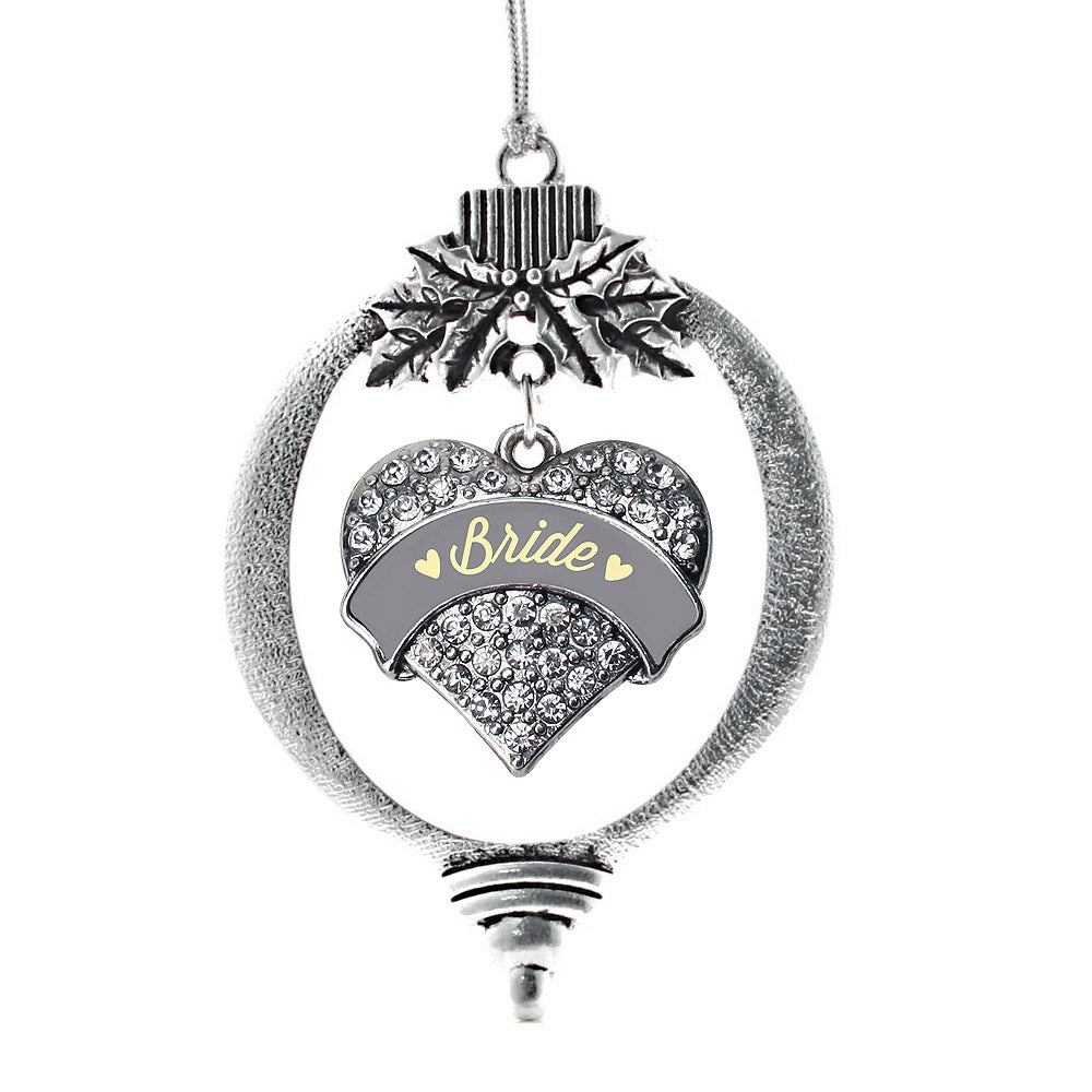 Cream Bride Pave Heart Charm Christmas / Holiday Ornament