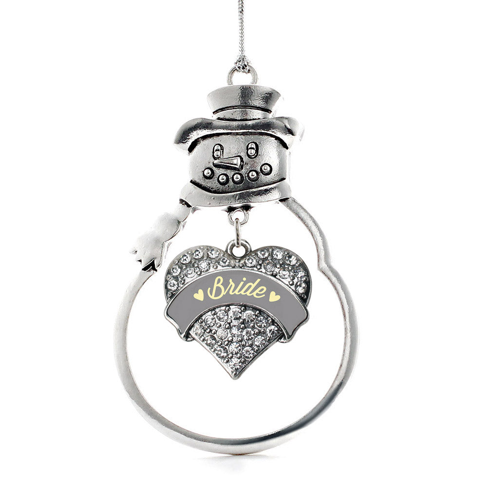 Cream Bride Pave Heart Charm Christmas / Holiday Ornament