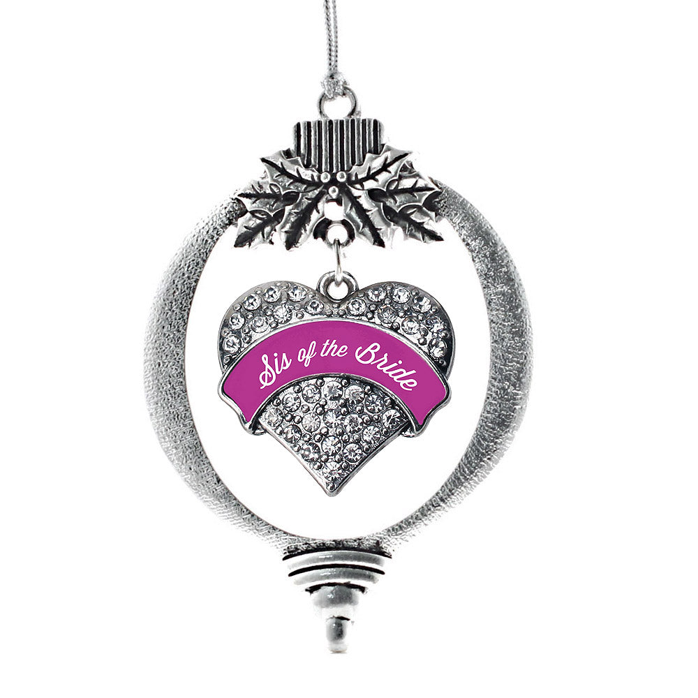 Magenta Sis of the Bride Pave Heart Charm Christmas / Holiday Ornament