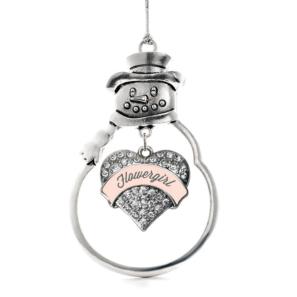 Nude Flower Girl Pave Heart Charm Christmas / Holiday Ornament