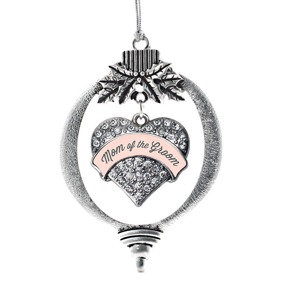 Nude Mom of Groom Pave Heart Charm Christmas / Holiday Ornament