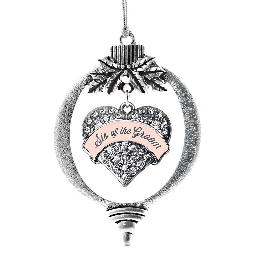Nude Sis of the Groom Pave Heart Charm Christmas / Holiday Ornament