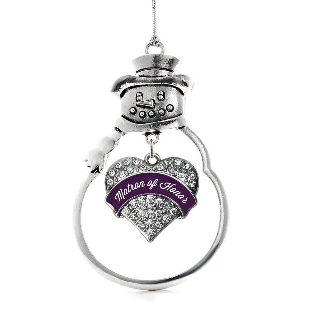Plum Matron of Honor Pave Heart Charm Christmas / Holiday Ornament