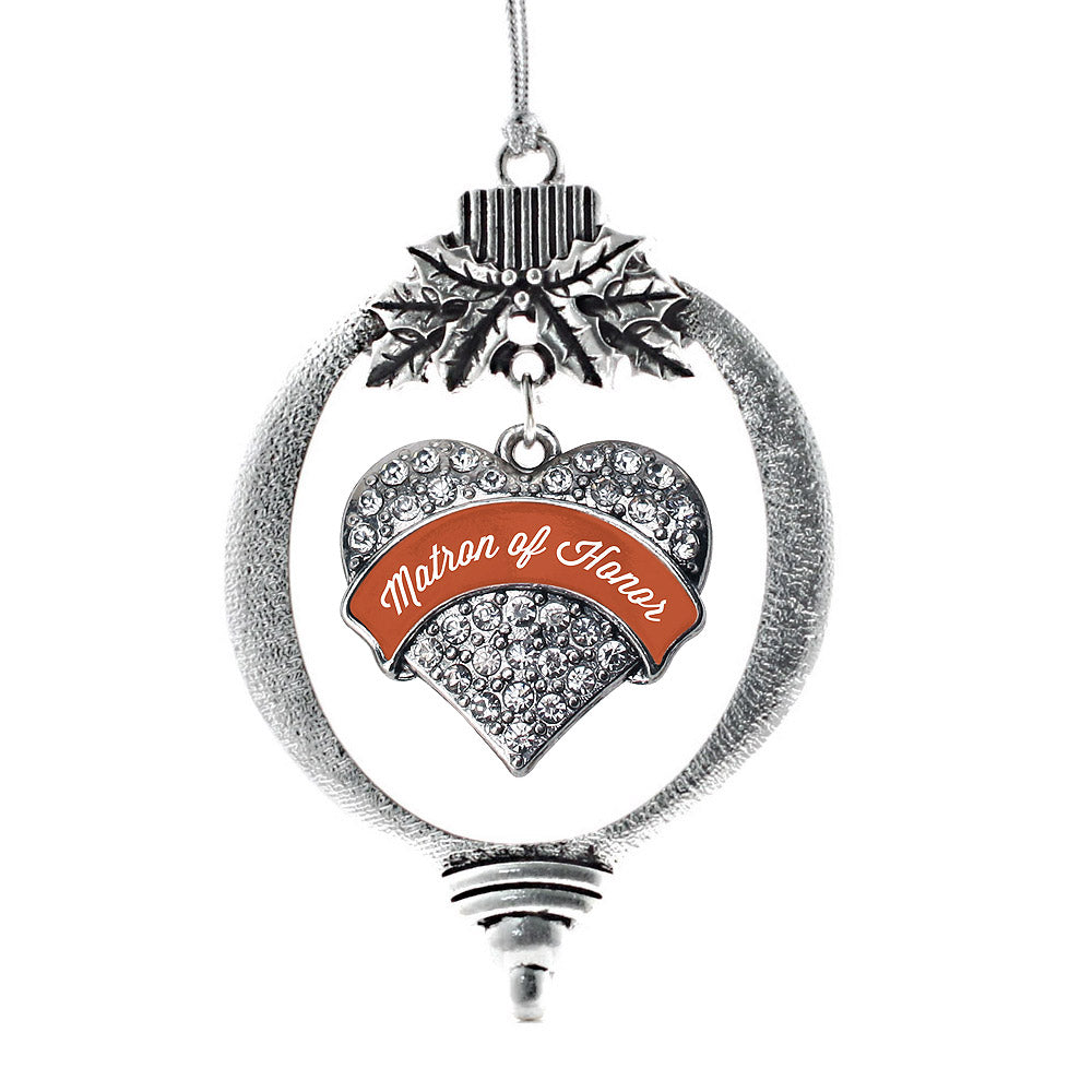 Rust Matron of Honor Pave Heart Charm Christmas / Holiday Ornament
