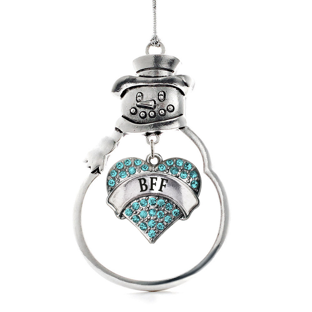 Teal BFF Pave Heart Charm Christmas / Holiday Ornament