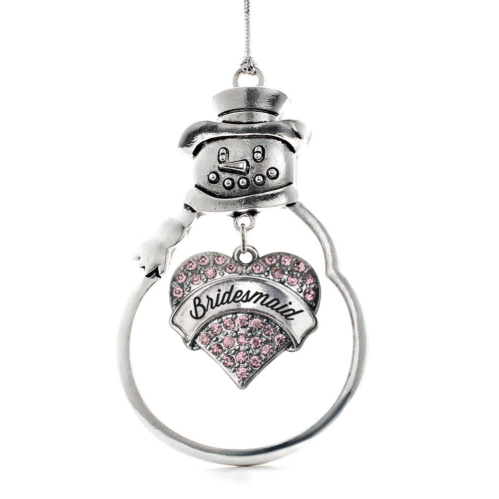 Script Pink Bridesmaid Pave Heart Charm Christmas / Holiday Ornament