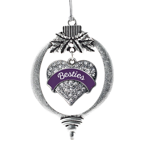 Plum Besties Pave Heart Charm Christmas / Holiday Ornament