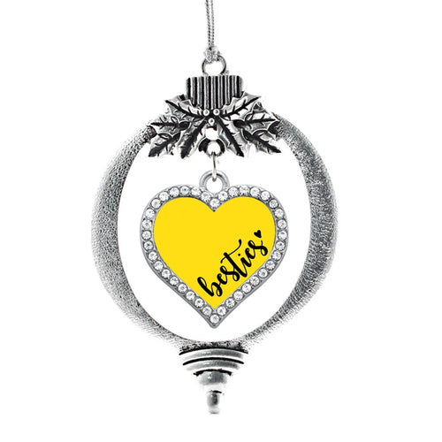 Yellow Besties Open Heart Charm Christmas / Holiday Ornament