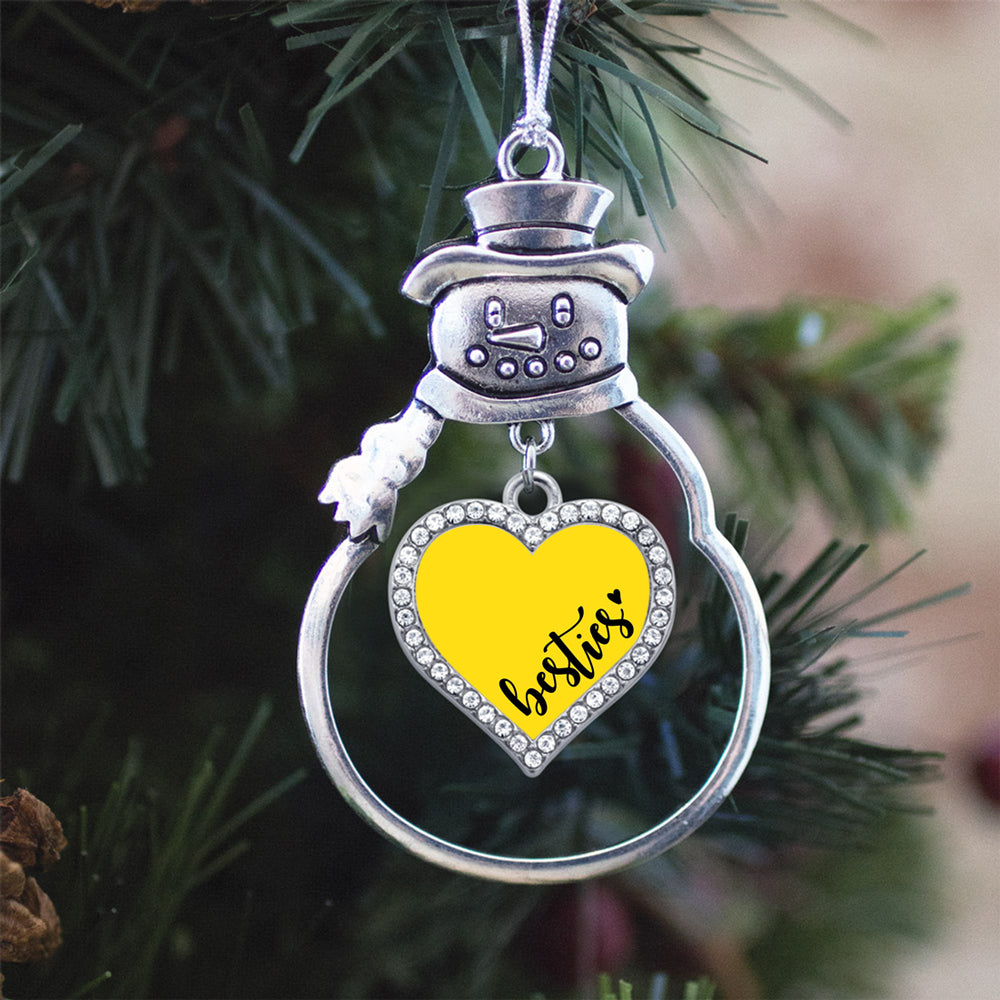 Yellow Besties Open Heart Charm Christmas / Holiday Ornament