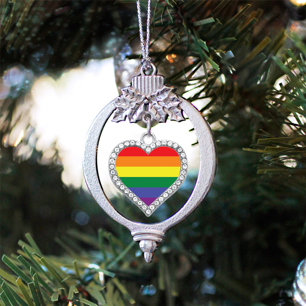 LGBT Flag Open Heart Charm Christmas / Holiday Ornament