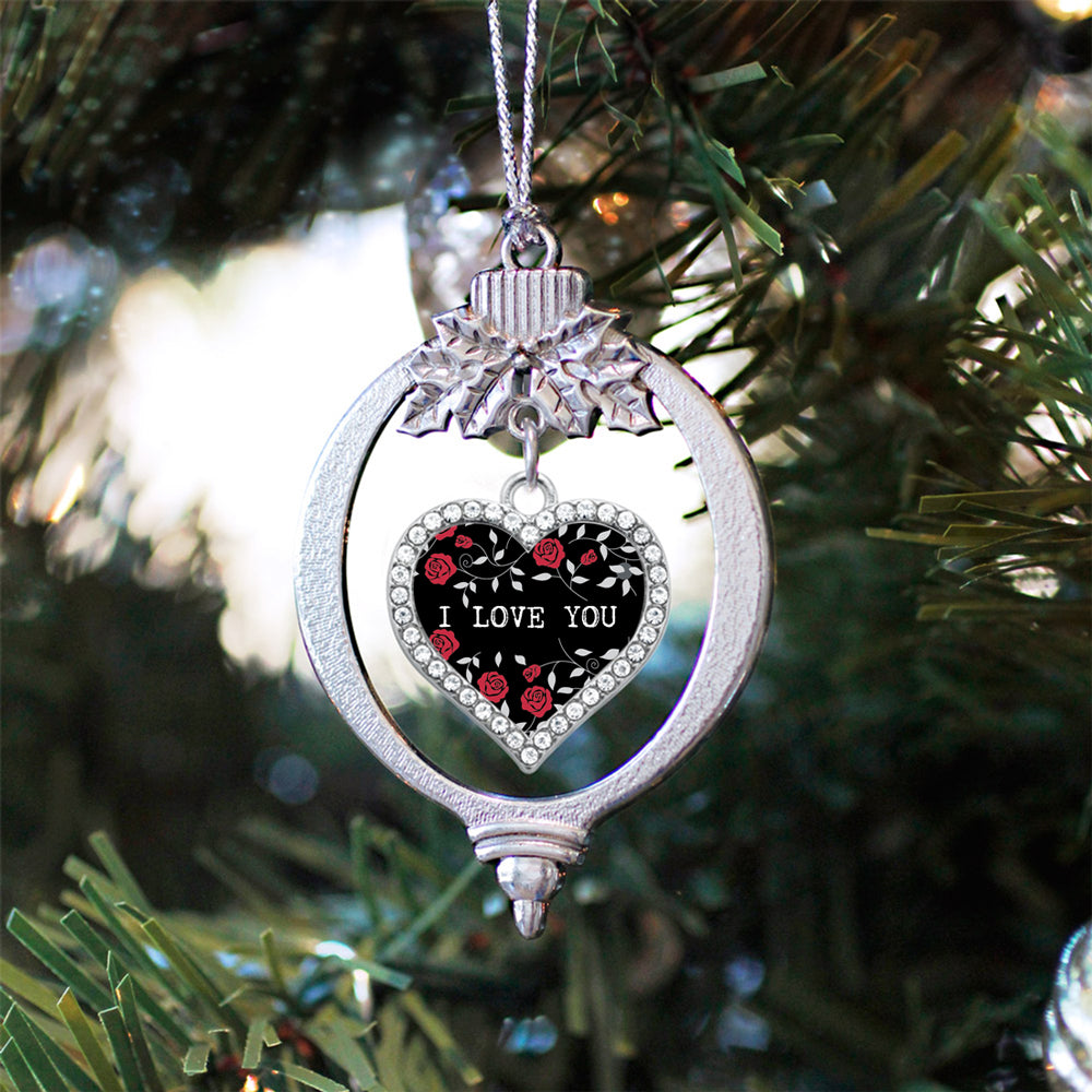 Red Roses I Love You Open Heart Charm Christmas / Holiday Ornament