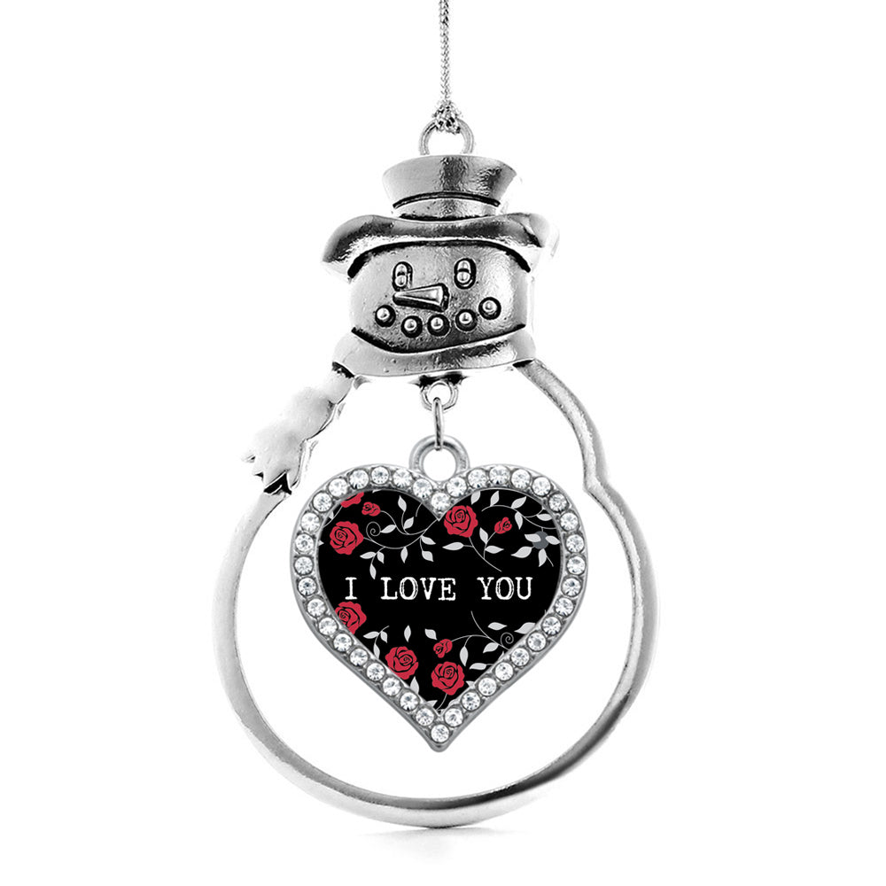 Red Roses I Love You Open Heart Charm Christmas / Holiday Ornament