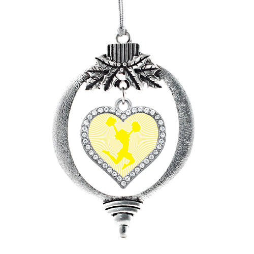 Yellow Cheerleader Open Heart Charm Christmas / Holiday Ornament