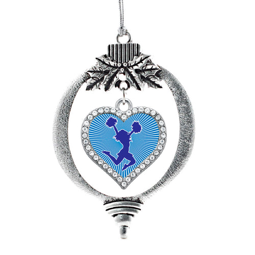Blue Cheerleader Open Heart Charm Christmas / Holiday Ornament