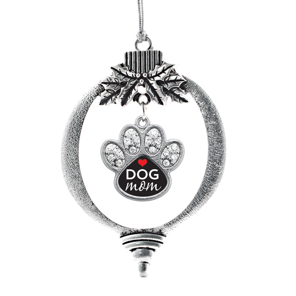 Dog Mom Pave Paw Print Charm Christmas / Holiday Ornament
