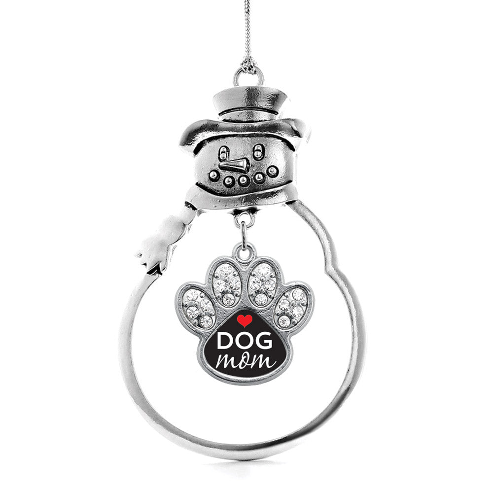 Dog Mom Pave Paw Print Charm Christmas / Holiday Ornament