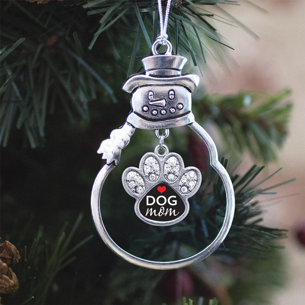 Dog Mom Pave Paw Print Charm Christmas / Holiday Ornament