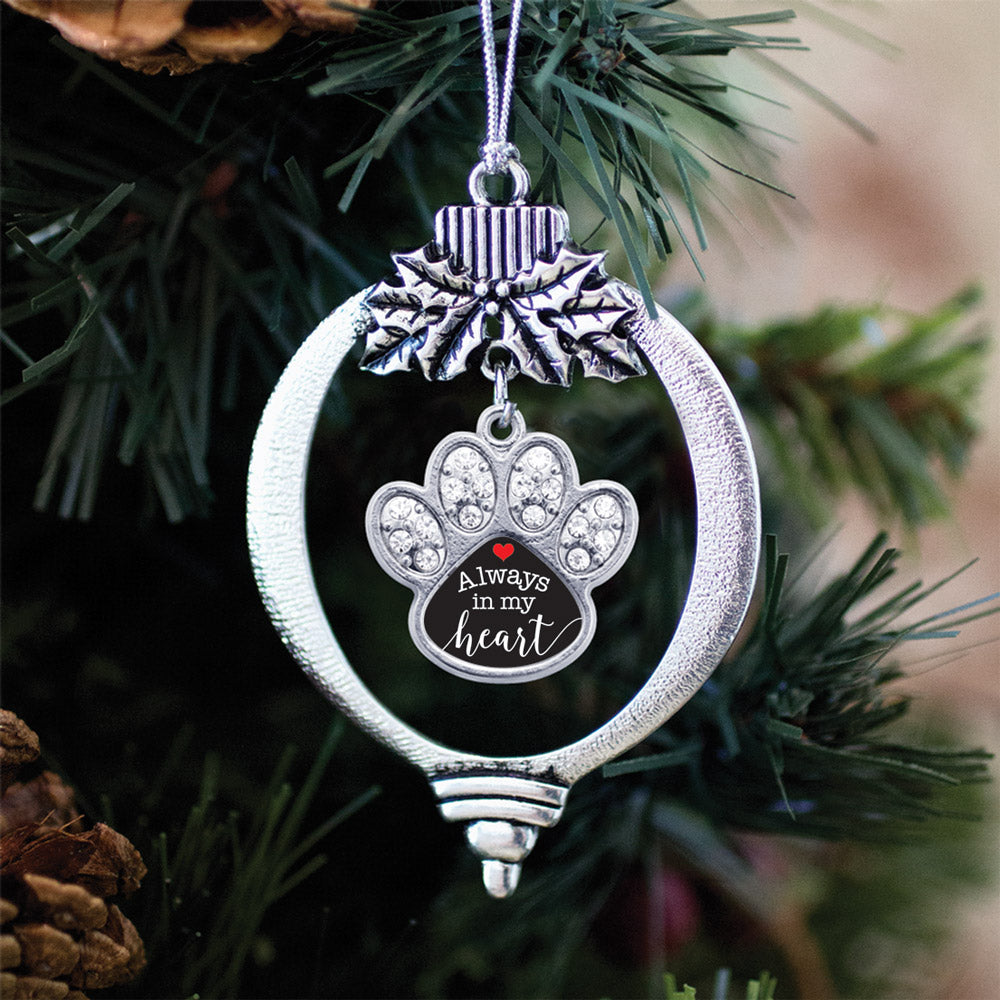 Always in my Heart Pave Paw Print Charm Christmas / Holiday Ornament
