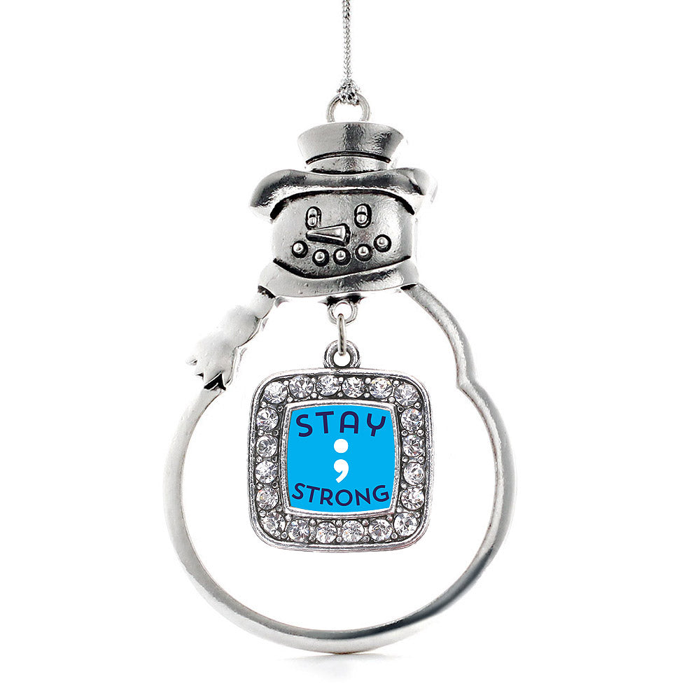 Stay Strong Semicolon Movement Square Charm Christmas / Holiday Ornament