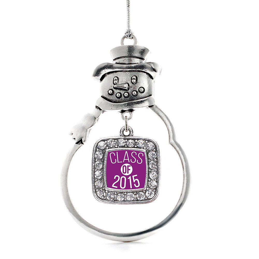 Purple Class of 2015 Square Charm Christmas / Holiday Ornament