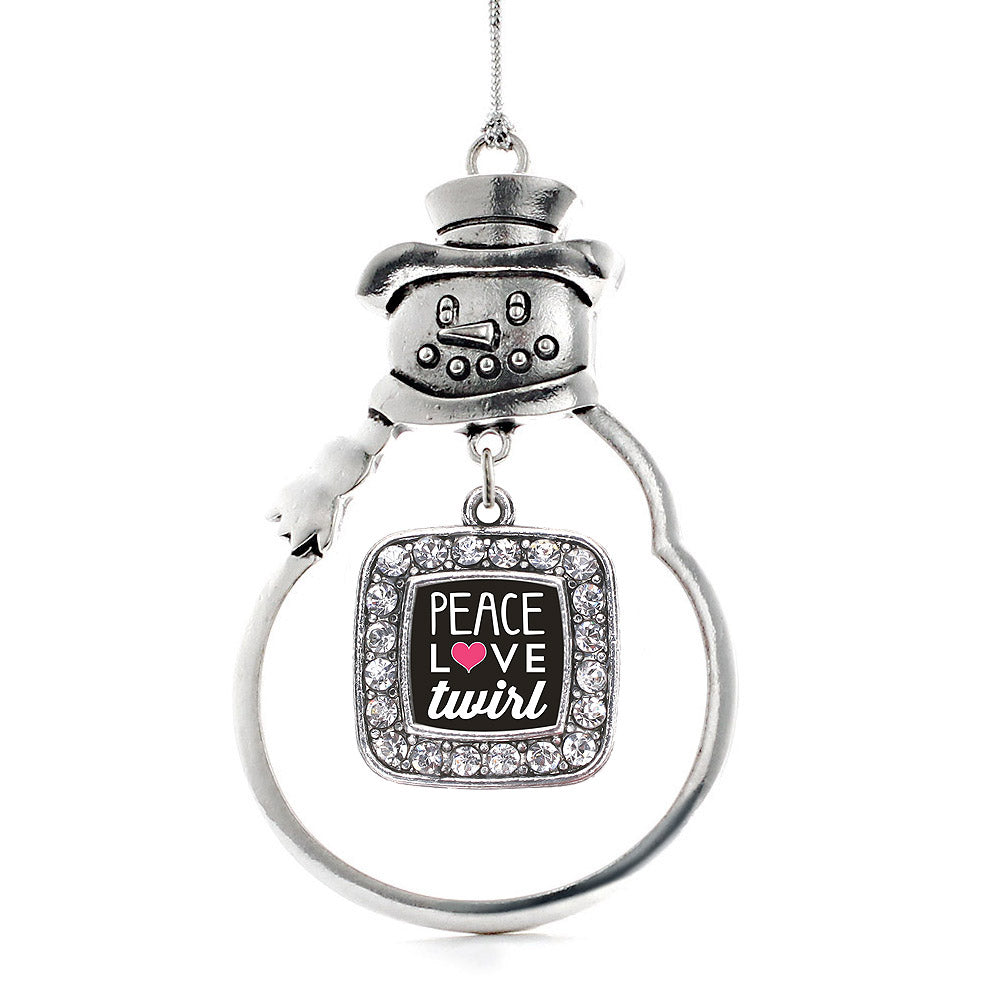 Peace Love Twirl Square Charm Christmas / Holiday Ornament