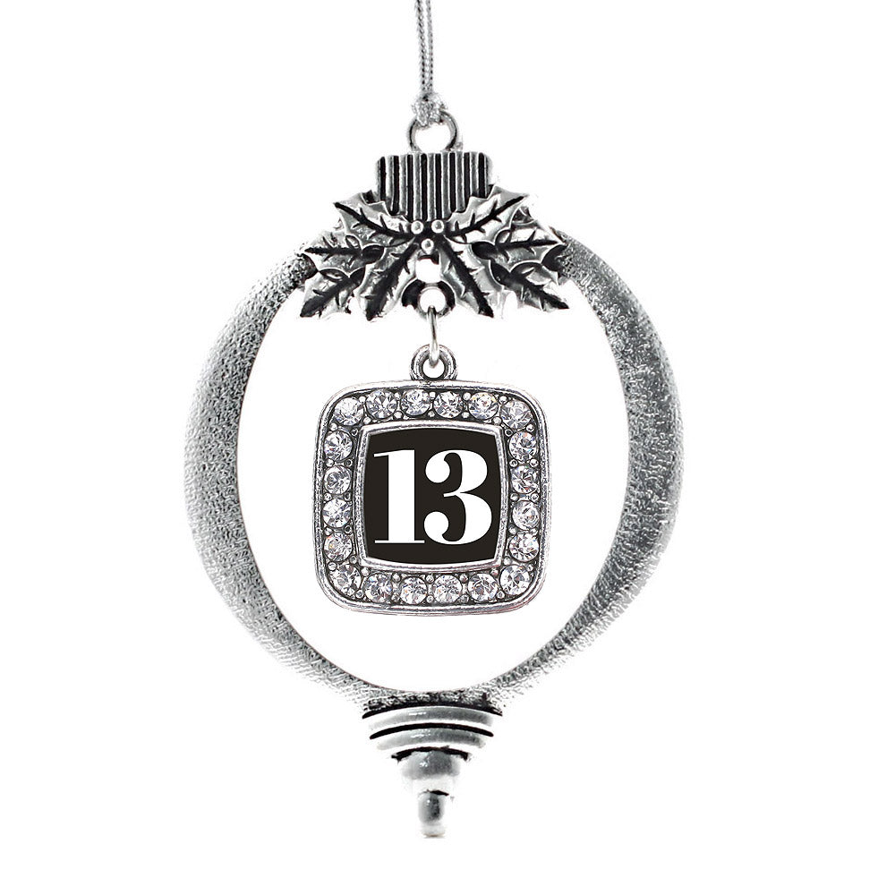 Number 13 Square Charm Christmas / Holiday Ornament