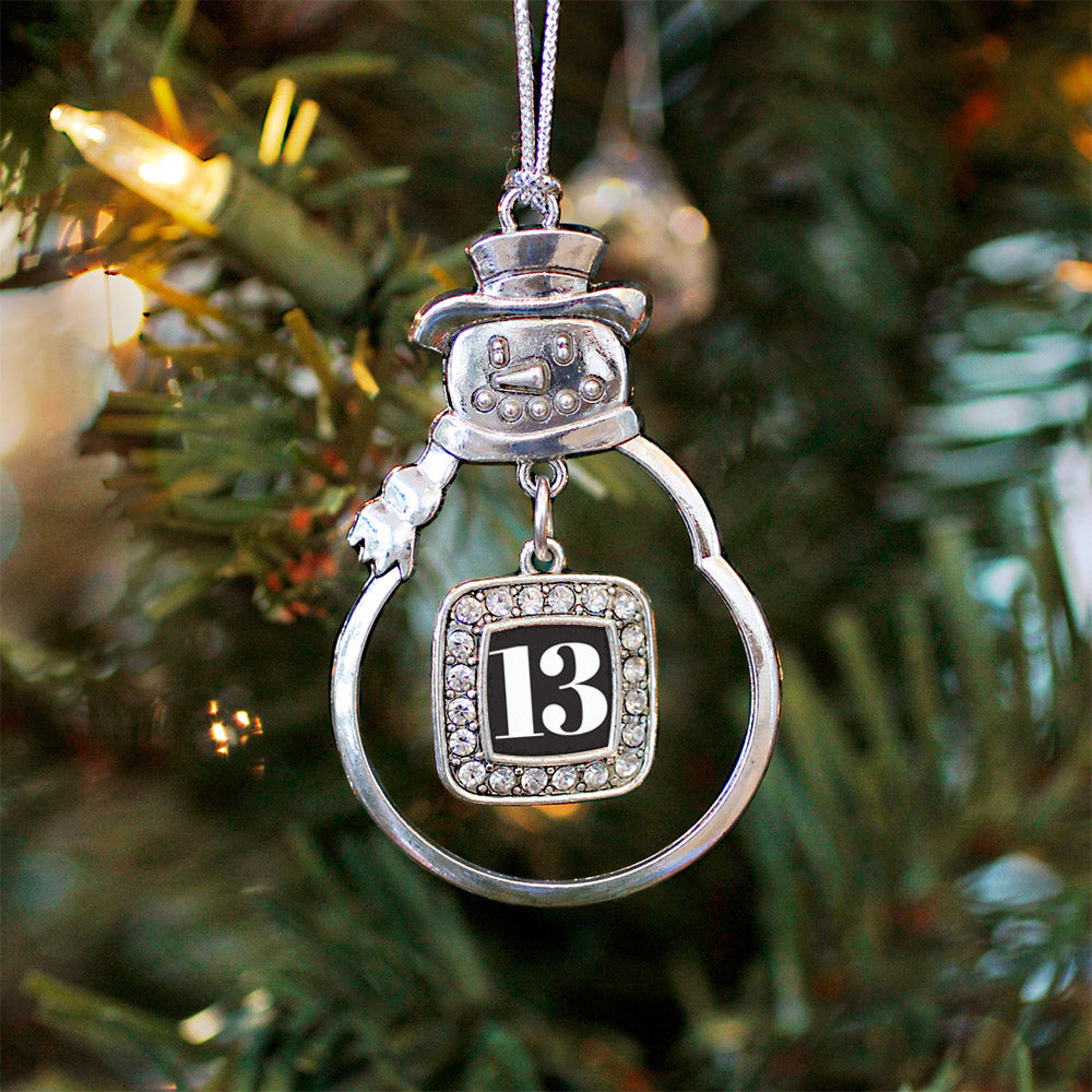 Number 13 Square Charm Christmas / Holiday Ornament