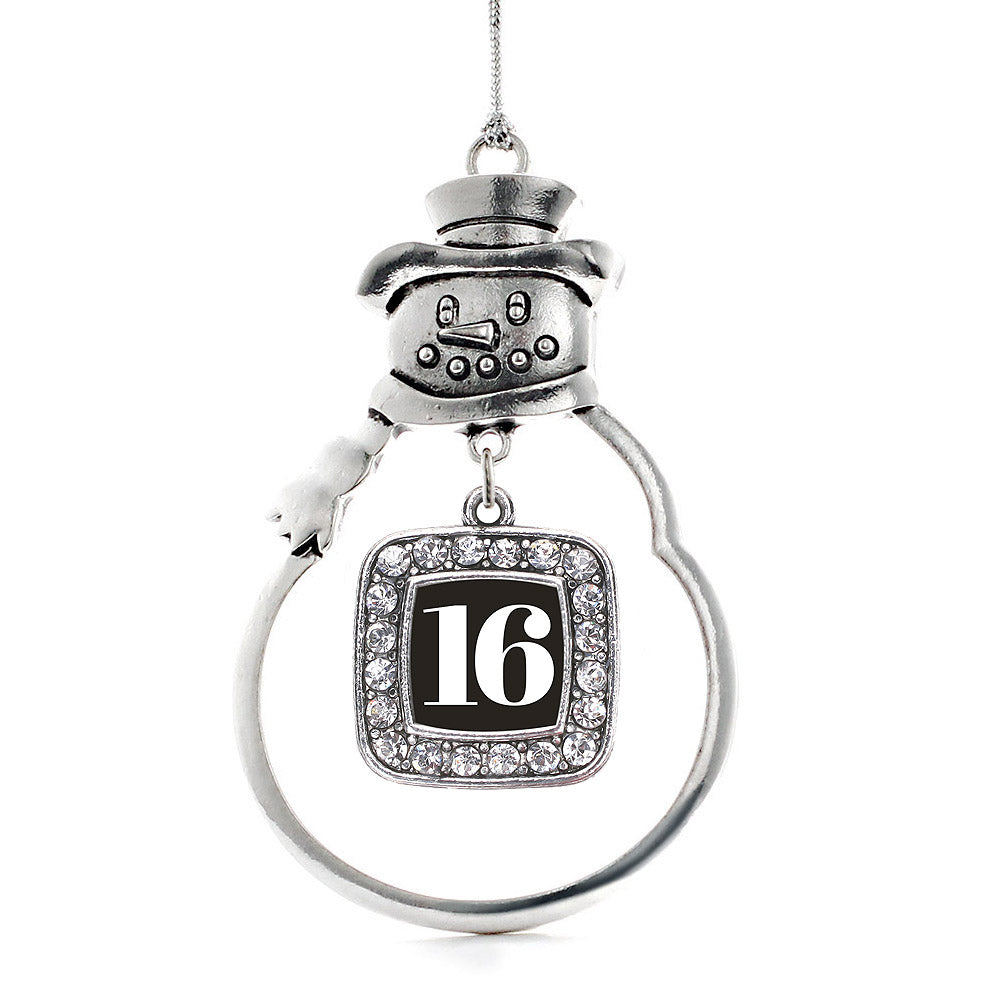 Number 16 Square Charm Christmas / Holiday Ornament