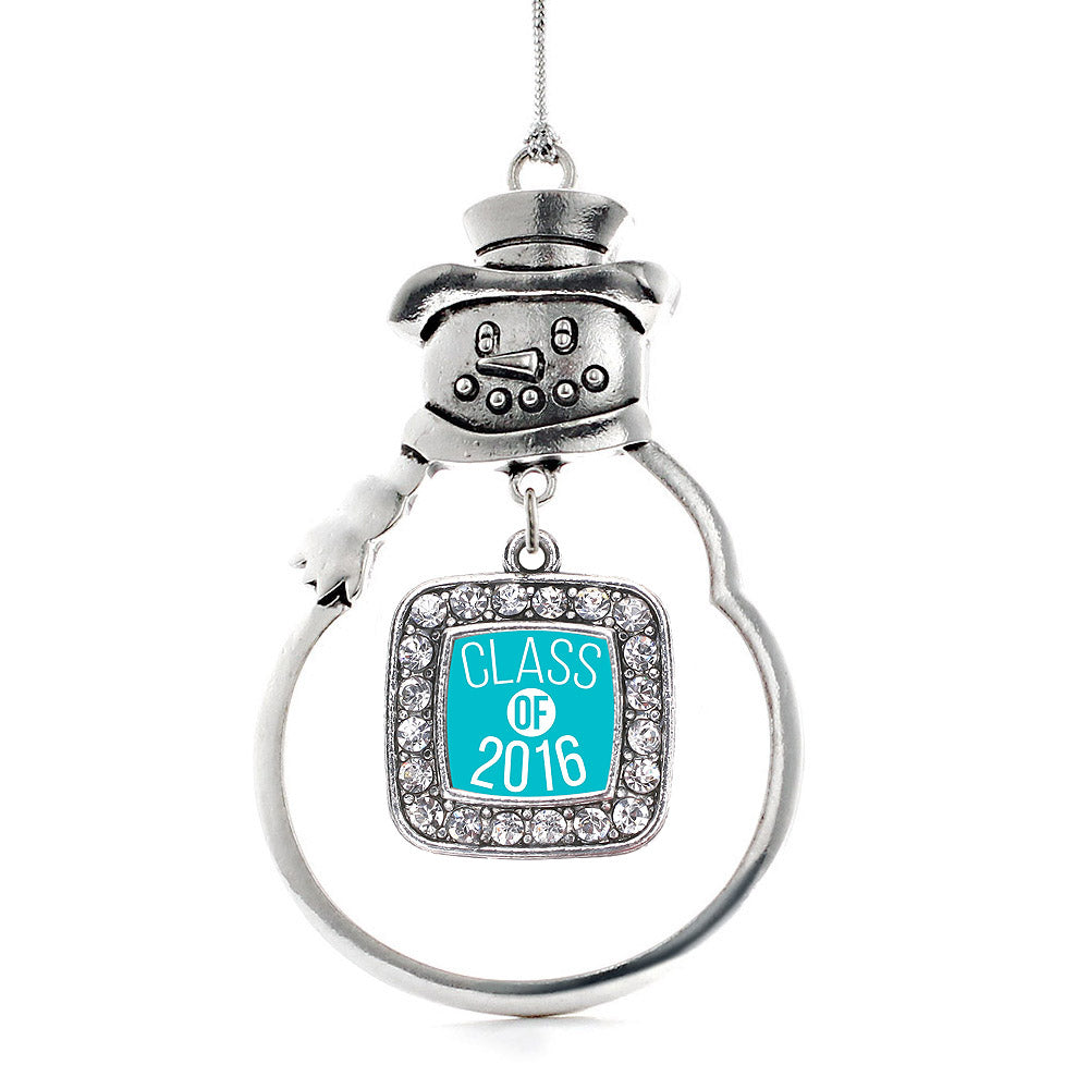 Teal Class of 2016 Square Charm Christmas / Holiday Ornament