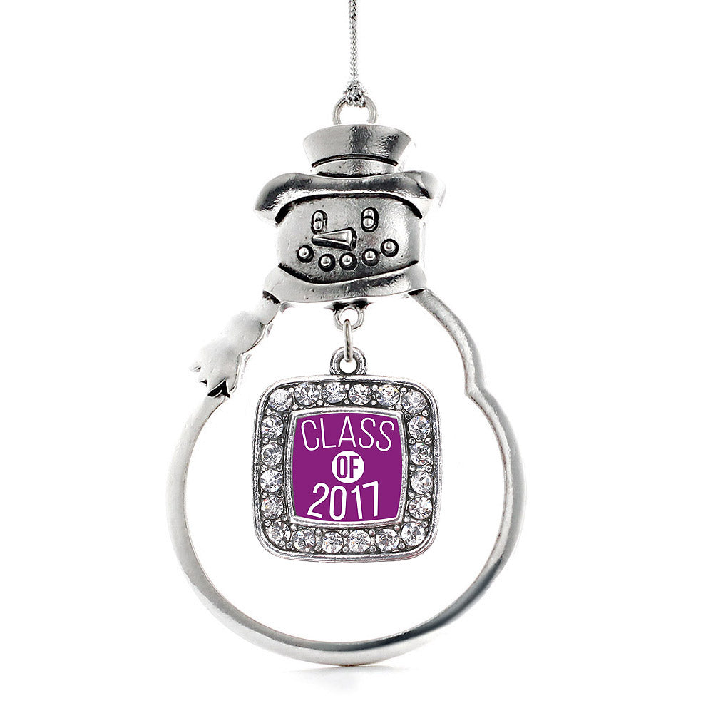 Purple Class of 2017 Square Charm Christmas / Holiday Ornament