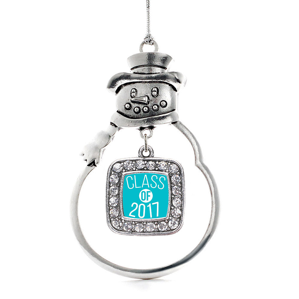Teal Class of 2017 Square Charm Christmas / Holiday Ornament