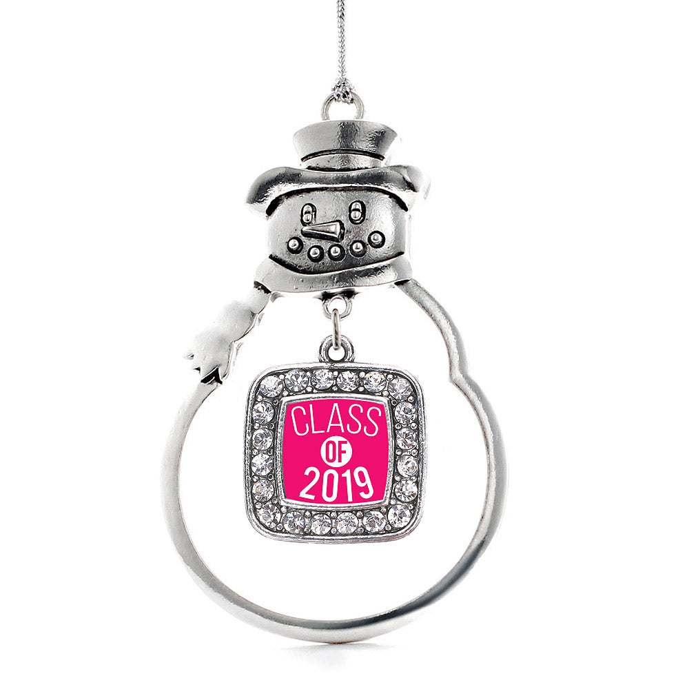 Hot Pink Class of 2019 Square Charm Christmas / Holiday Ornament
