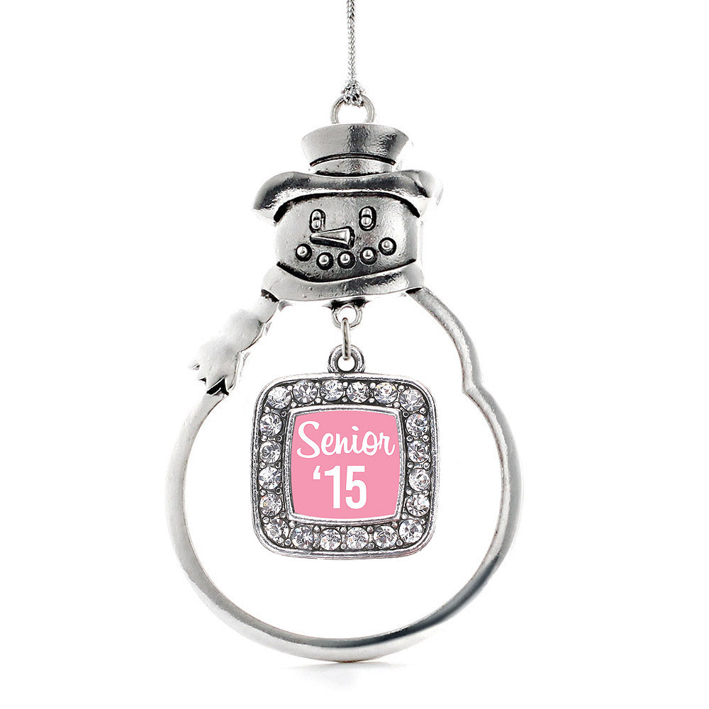 Pink Senior '15 Square Charm Christmas / Holiday Ornament