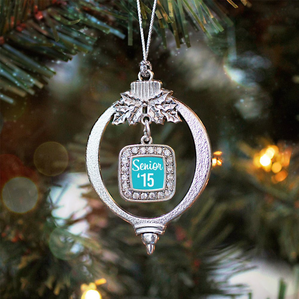 Teal Senior '15 Square Charm Christmas / Holiday Ornament