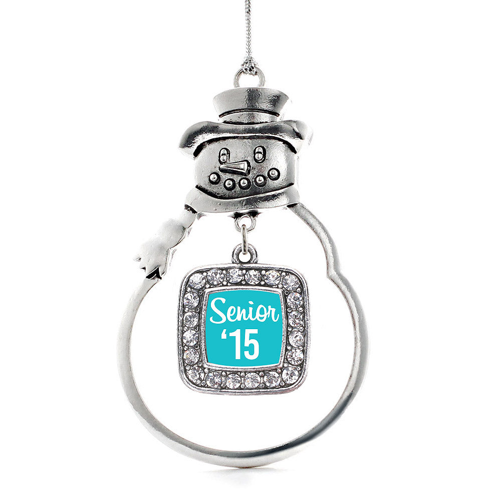 Teal Senior '15 Square Charm Christmas / Holiday Ornament