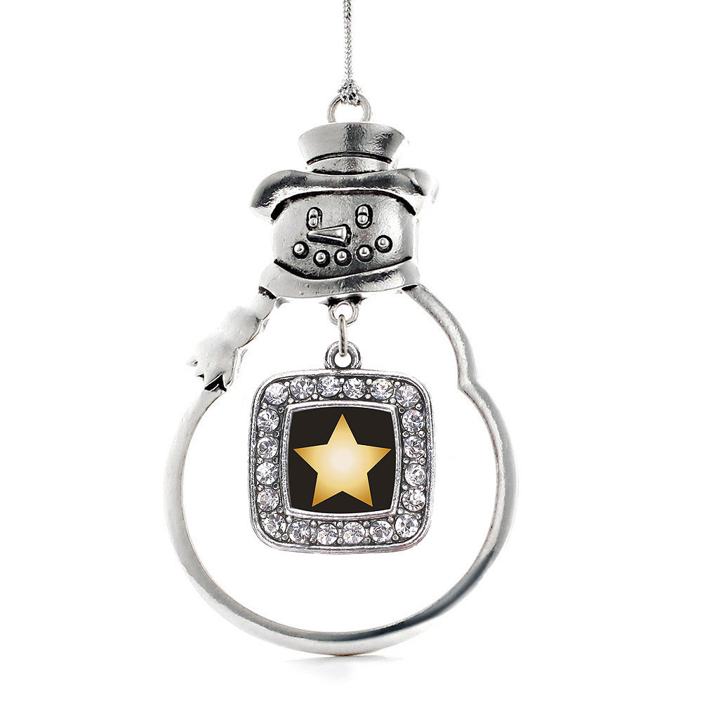 Golden Star Square Charm Christmas / Holiday Ornament