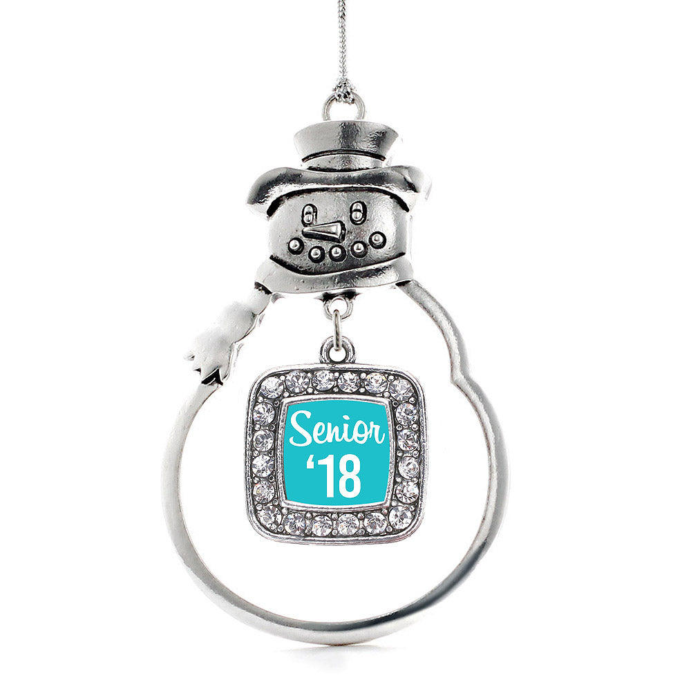 Teal Senior '18 Square Charm Christmas / Holiday Ornament
