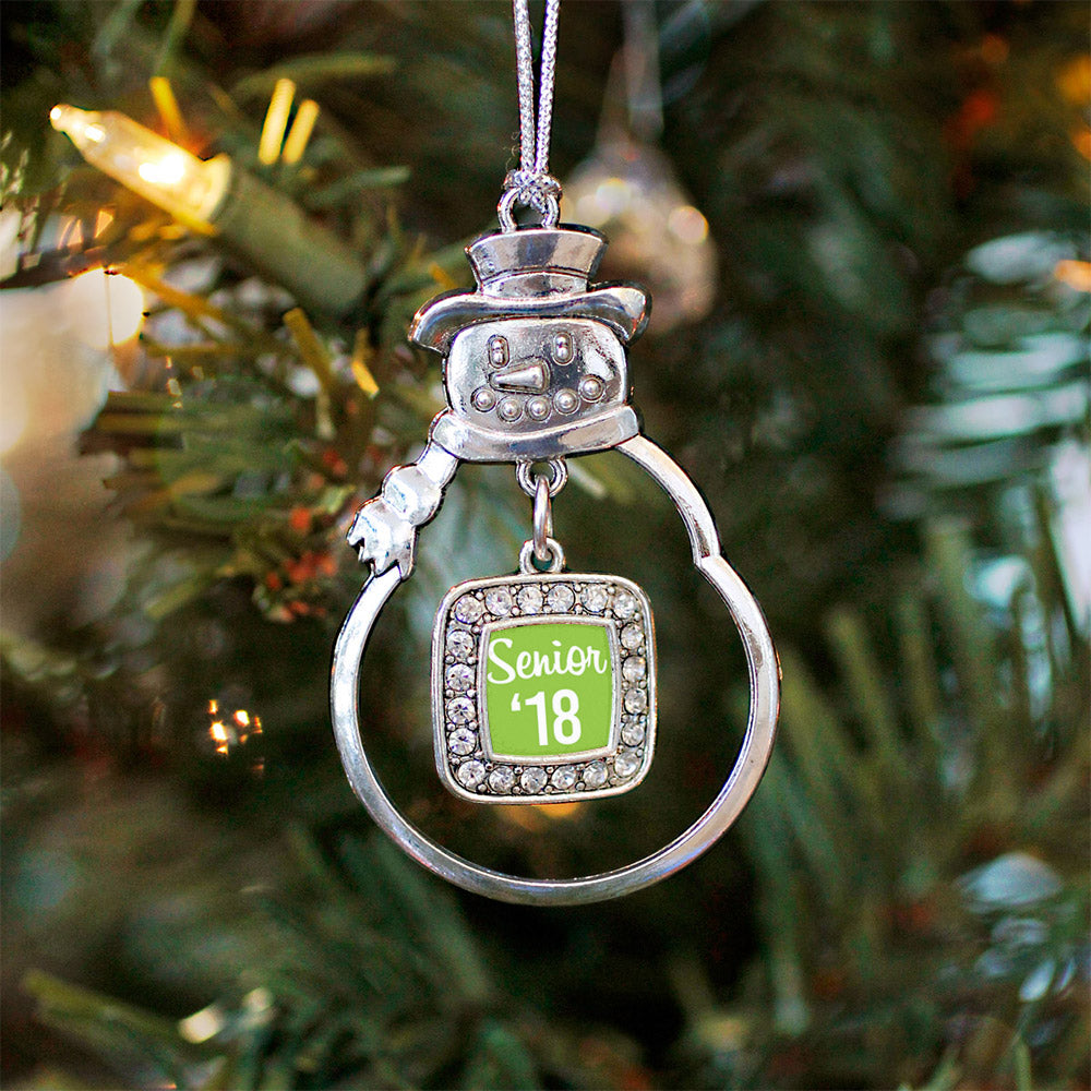 Lime Green Senior '18 Square Charm Christmas / Holiday Ornament