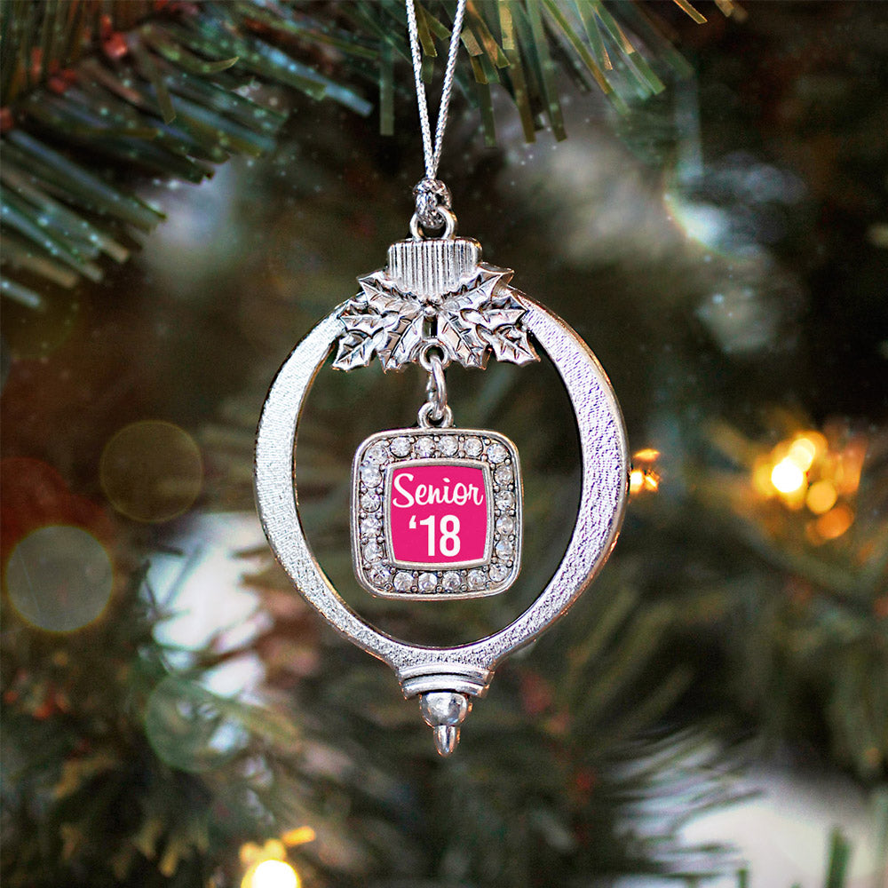 Fuchsia Senior '18 Square Charm Christmas / Holiday Ornament