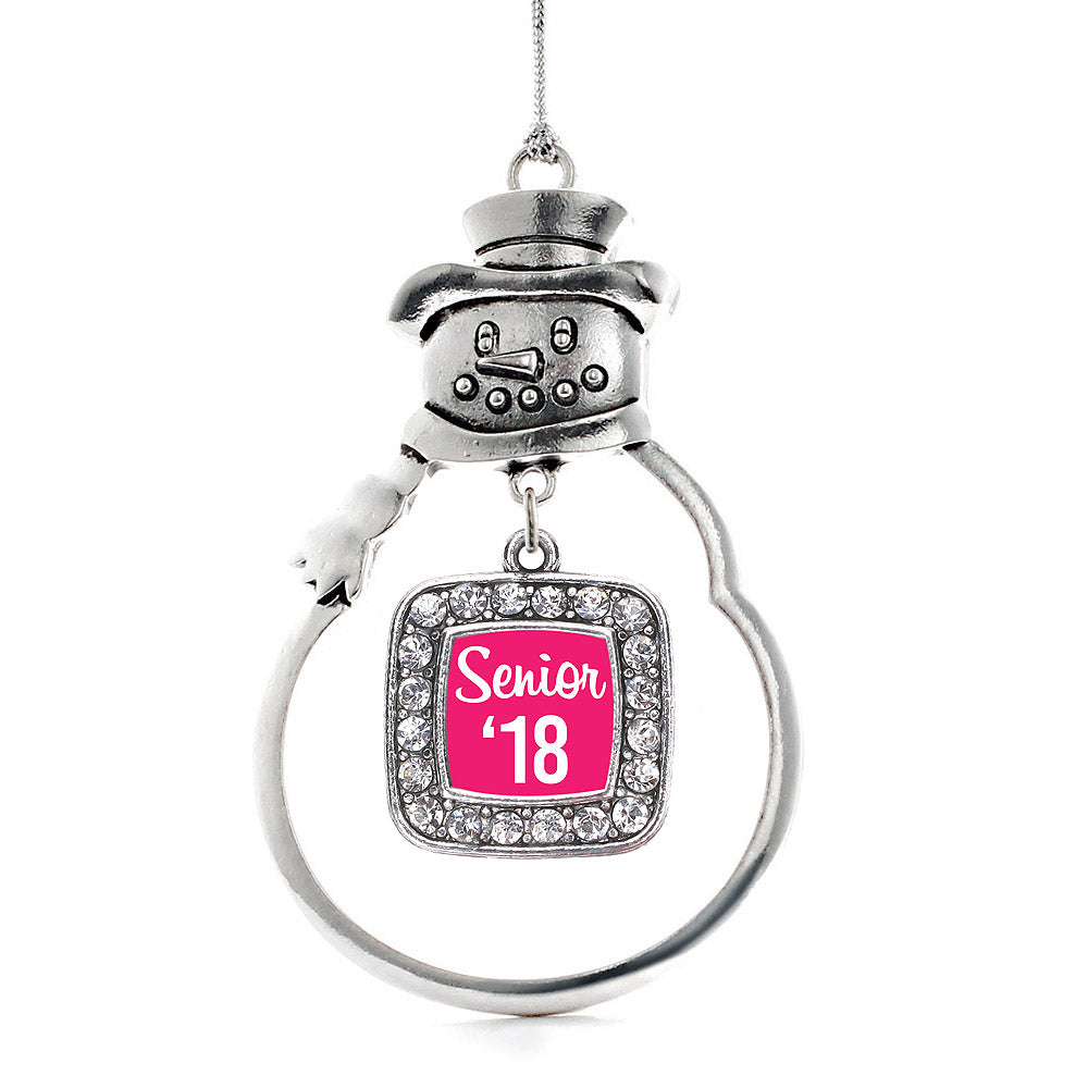 Fuchsia Senior '18 Square Charm Christmas / Holiday Ornament