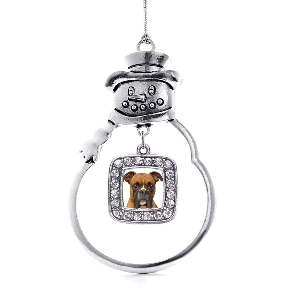 Boxer Face Square Charm Christmas / Holiday Ornament