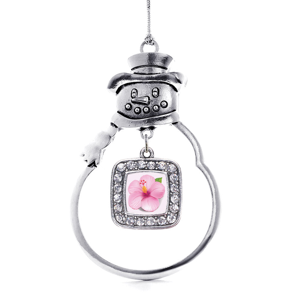 Hibiscus Flower Square Charm Christmas / Holiday Ornament