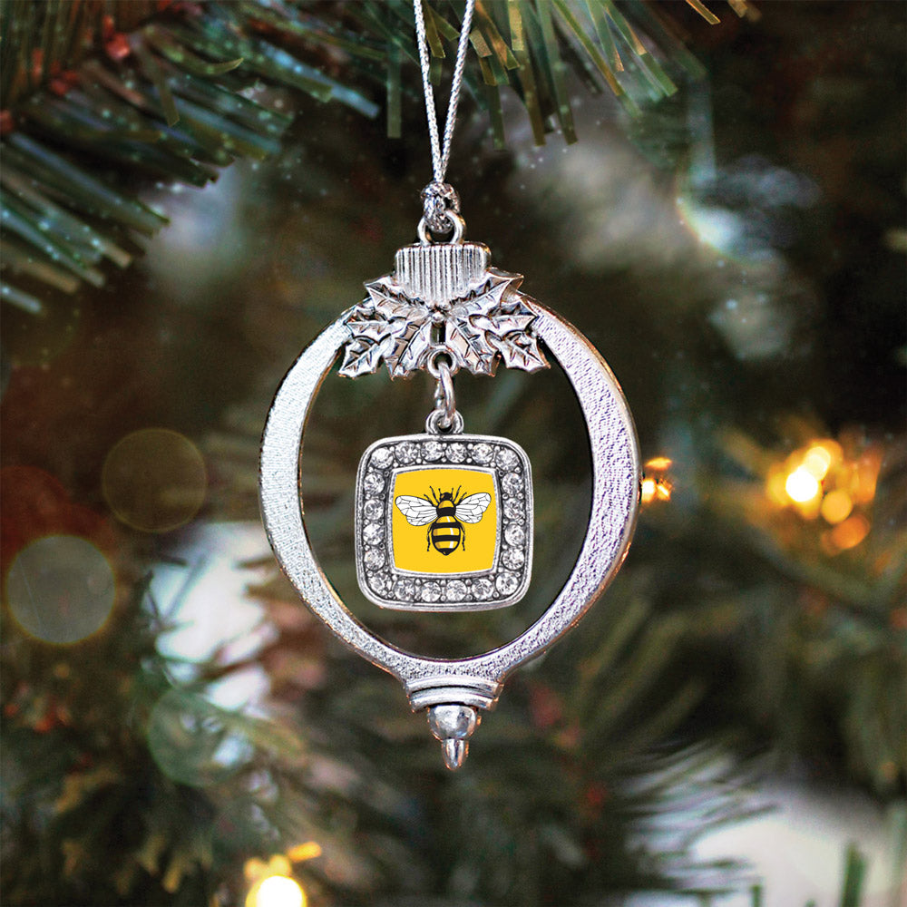 Buzzing Bee Square Charm Christmas / Holiday Ornament