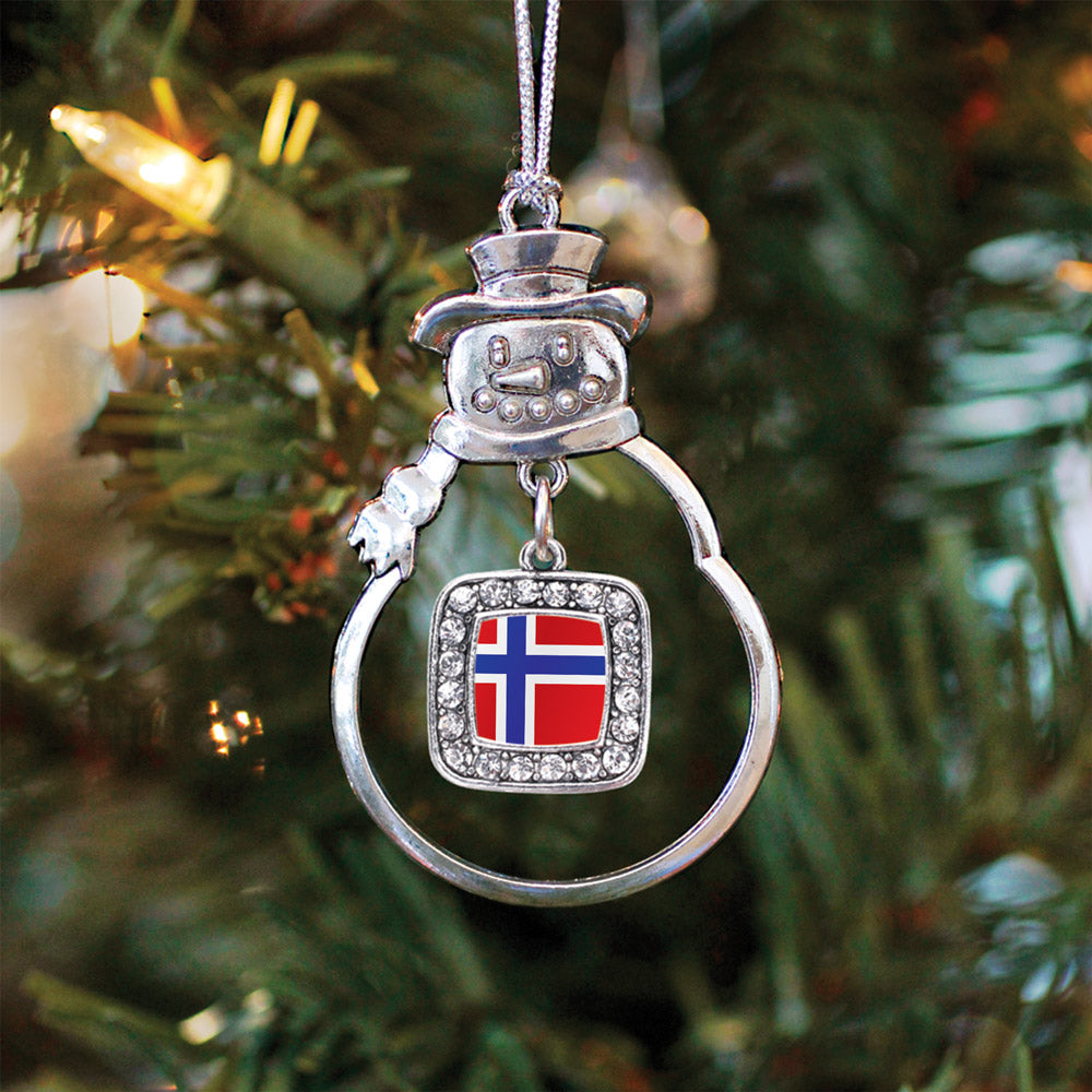Norway Flag Square Charm Christmas / Holiday Ornament