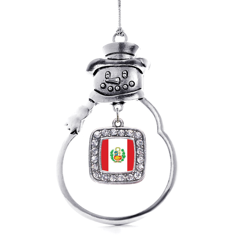 Peru Flag Square Charm Christmas / Holiday Ornament