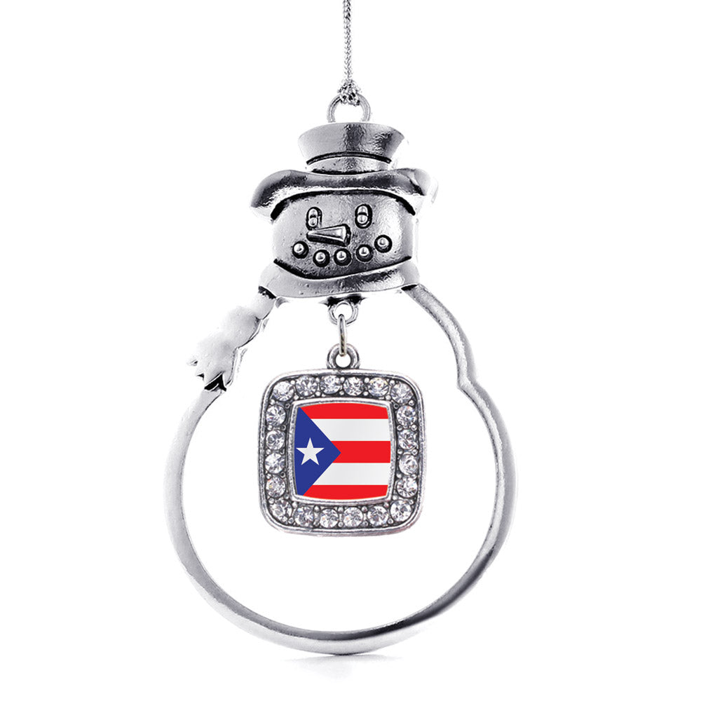 Puerto Rico Flag Square Charm Christmas / Holiday Ornament