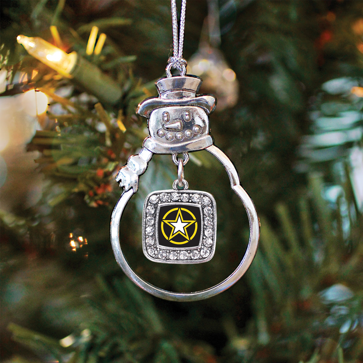 Army Star Square Charm Christmas / Holiday Ornament