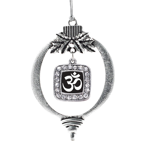 Black and Whit OM Yoga Square Charm Christmas / Holiday Ornament